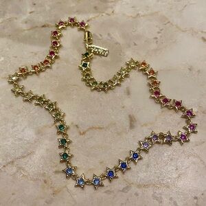 Celeste Starre Rainbow Stars Aligned 18k Gold Plated Necklace